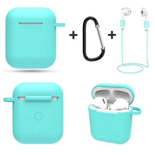 Silicone Case Cover For Airpods 1/2/Pro with Free Anti-lost Strap and Metal Carabiner